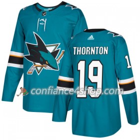 Adidas Maillot de Hockey San Jose Sharks Joe Thornton 19 2017-2018 Teal Authentic - Homme